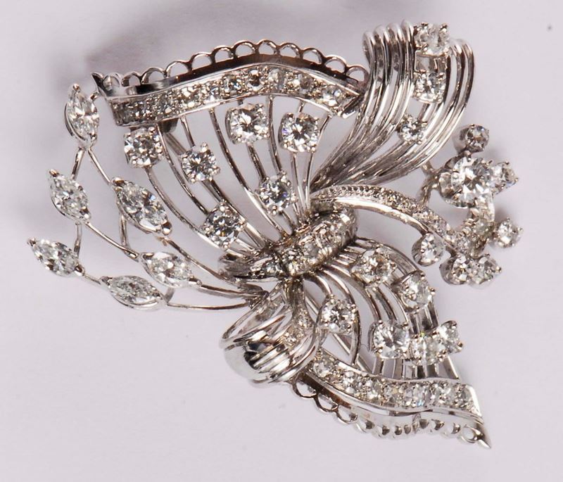 Spilla con diamanti anni Ô50/Õ60  - Auction Silver, Clocks and Jewels - Cambi Casa d'Aste