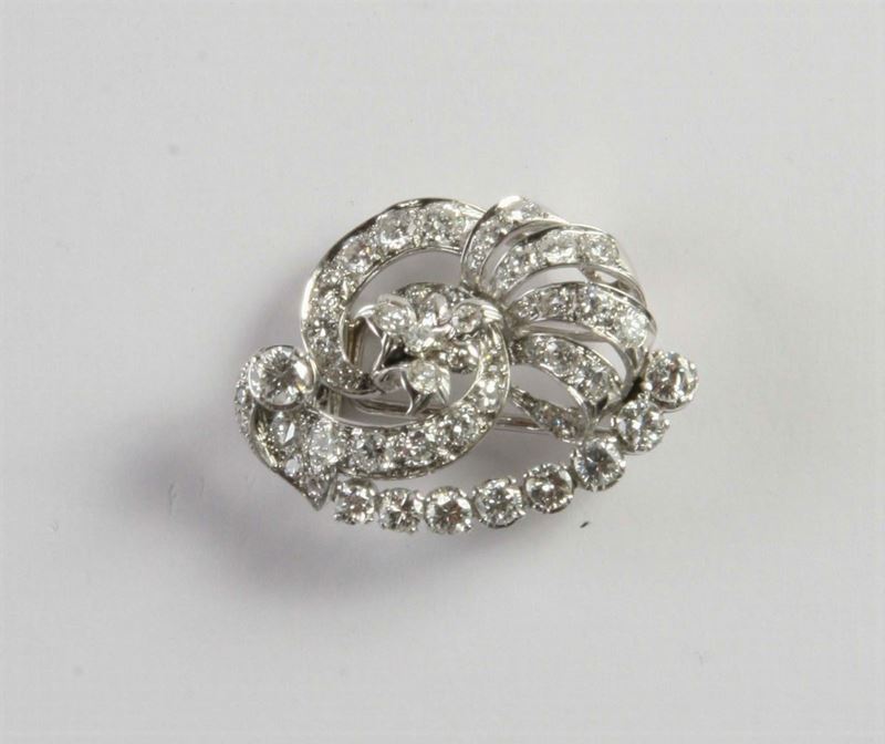 Spilla clips con diamanti anni Ô50/Õ60  - Auction Silver, Clocks and Jewels - Cambi Casa d'Aste