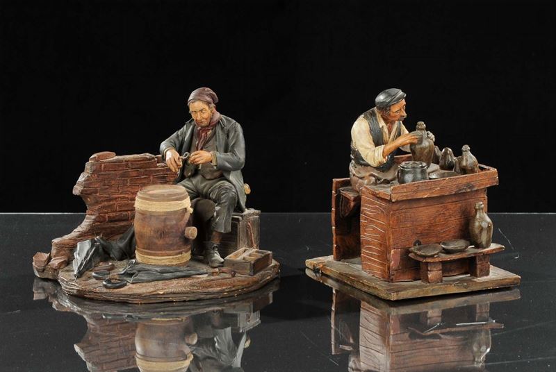 Lotto composto da due gruppi in ceramiche Messina, XX secolo  - Auction Antiquariato, Argenti e Dipinti Antichi - Cambi Casa d'Aste