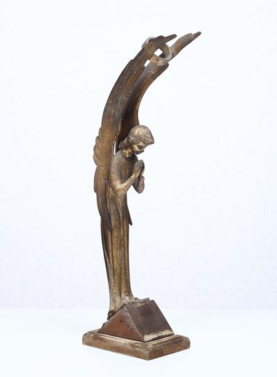 Fusione in Bronzo a Cera Persa Raffigurante Angelo Orante Proveniente dalla T/n Giulio Cesare del...