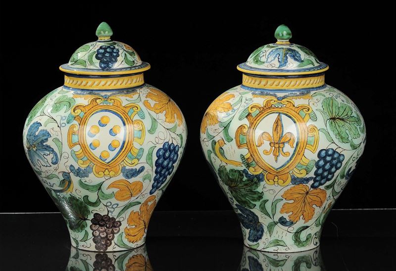 Coppia di potiche in maiolica Cantagalli  - Auction Antiquariato e Dipinti Antichi - Cambi Casa d'Aste