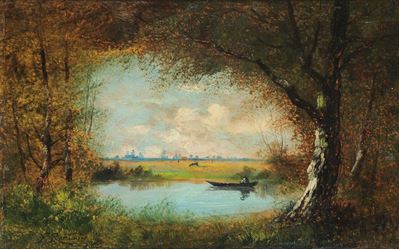 Ferruccio Rontini (1893-1964)barche sul Fiume