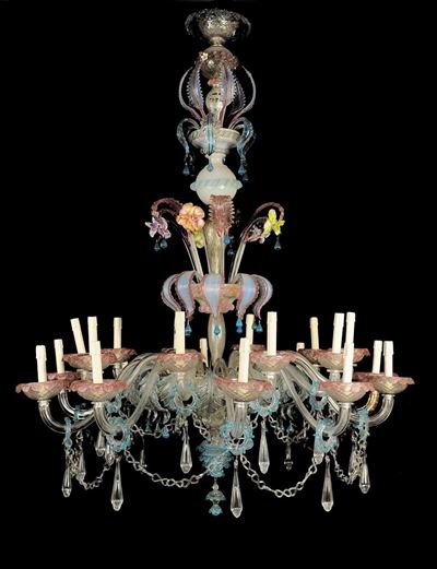 Lampadario in Vetro di Murano a 20 Luci, XX Secolo