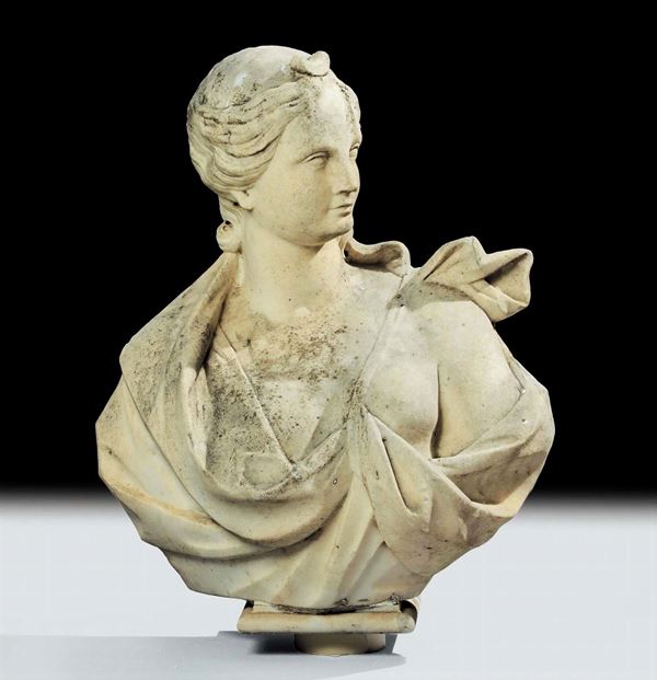 Busto in marmo bianco raffigurante Diana, XVIII secolo
