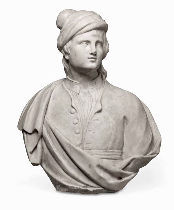 Busto virile. Marmo bianco. Arte barocca genovese del XVII secolo