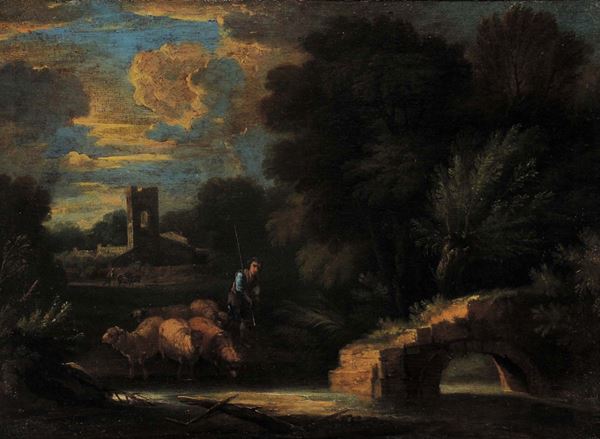 Carlo Antonio Tavella (1668-1738) Paesaggio con armenti