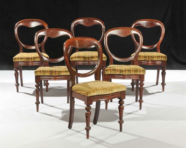 Sei sedie Luigi Filippo, inizio XX secolo