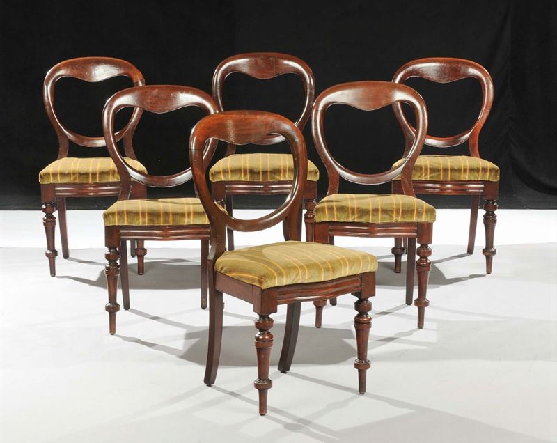 Sei sedie Luigi Filippo, inizio XX secolo  - Auction Antiquariato e Dipinti Antichi - Cambi Casa d'Aste