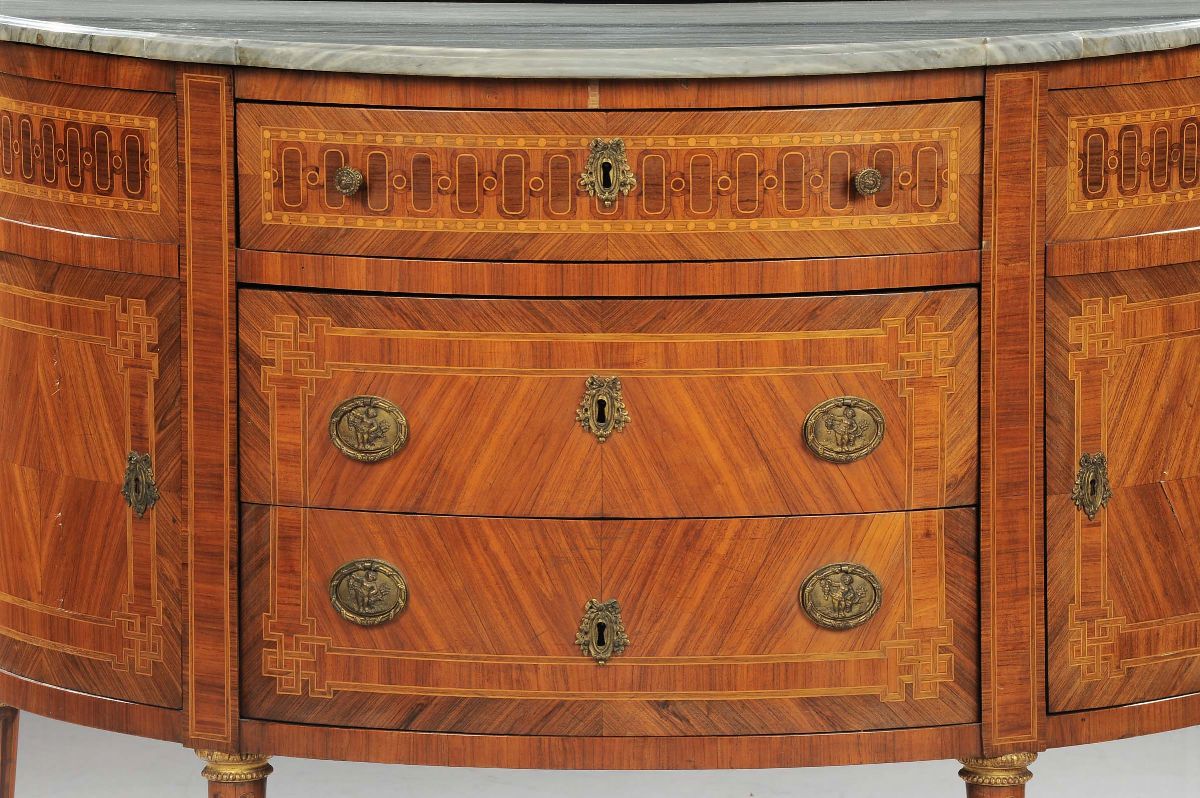 Cassettone Luigi XVI Demilune, Piemonte Fine XVIII Secolo