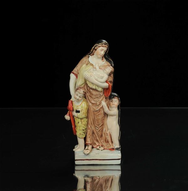 Statuina in ceramica Staffordshire raffigurante la caritˆ, Samson Inghilterra 1820