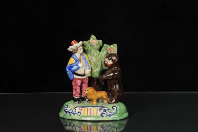 Statuina in Ceramica Staffordshire Raffigurante Tithe Group, Inghilterra 1860/70