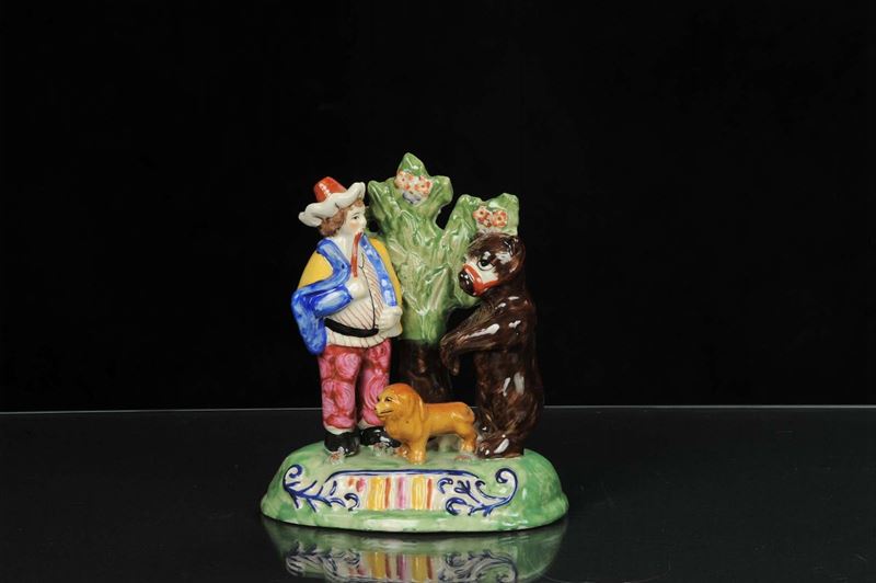 Statuina in ceramica Staffordshire raffigurante Tithe group, Inghilterra 1860/70  - Auction OnLine Auction 02-2012 - Cambi Casa d'Aste