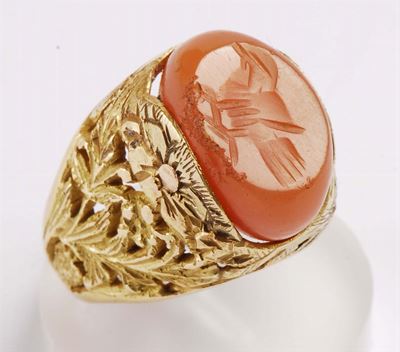 Anello Icon Corniola Incisa