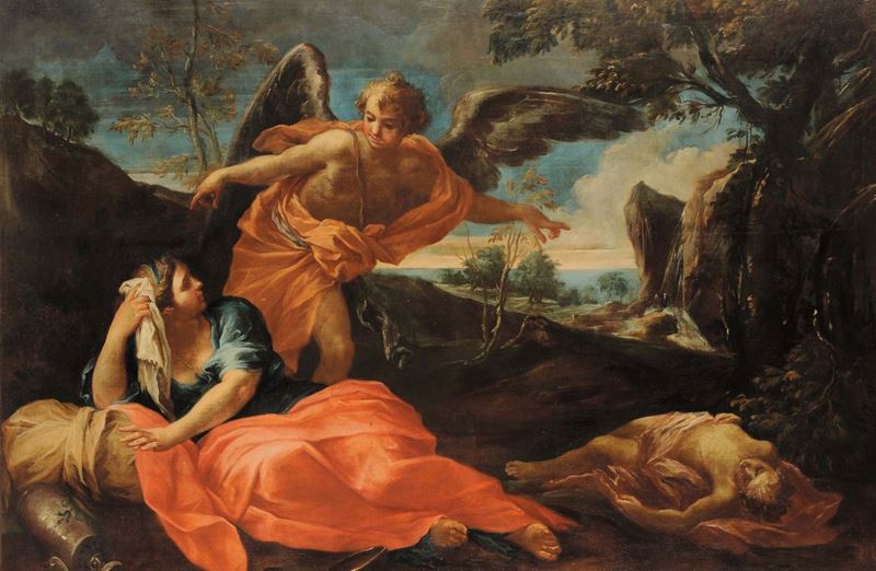 Scuola Emiliana del XVII secolo Agar e lÕAngelo  - Auction Old Paintings and Furnitures - Cambi Casa d'Aste