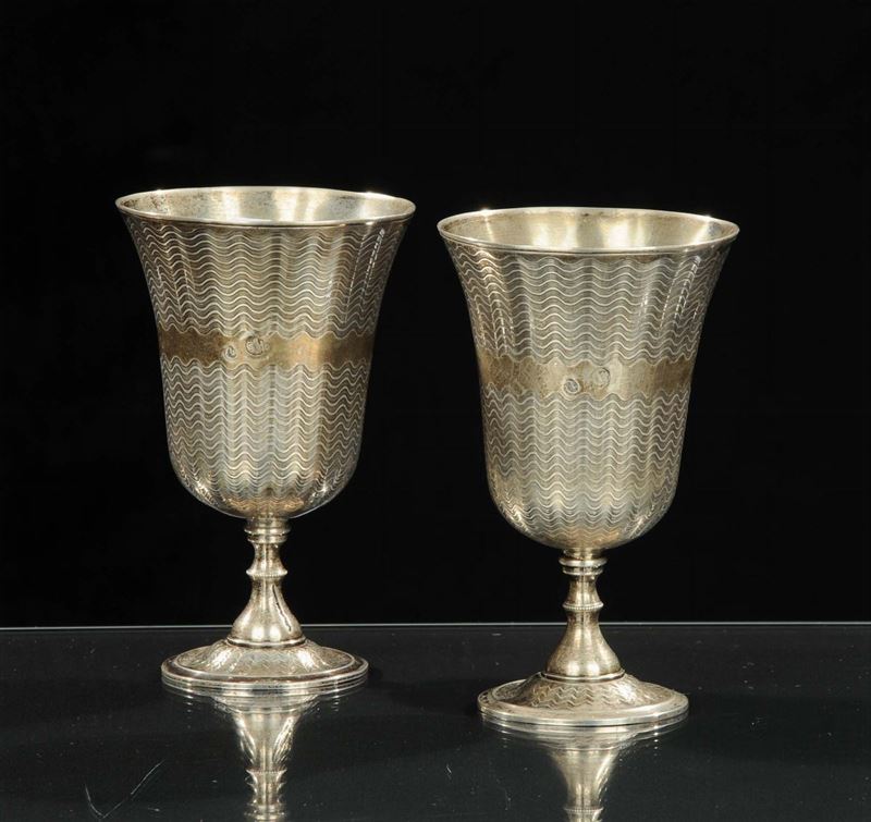 Coppia di calici in argento, arte ottomana del XIX secolo  - Asta Antiquariato, Argenti e Dipinti Antichi - Cambi Casa d'Aste