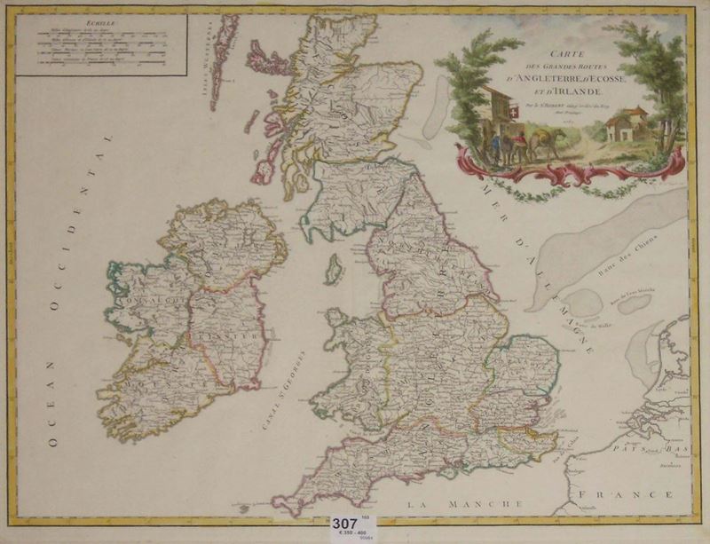 De Vaugondy, Robert Carta geografica del Regno Unito  - Asta Antiquariato e Dipinti Antichi - Cambi Casa d'Aste