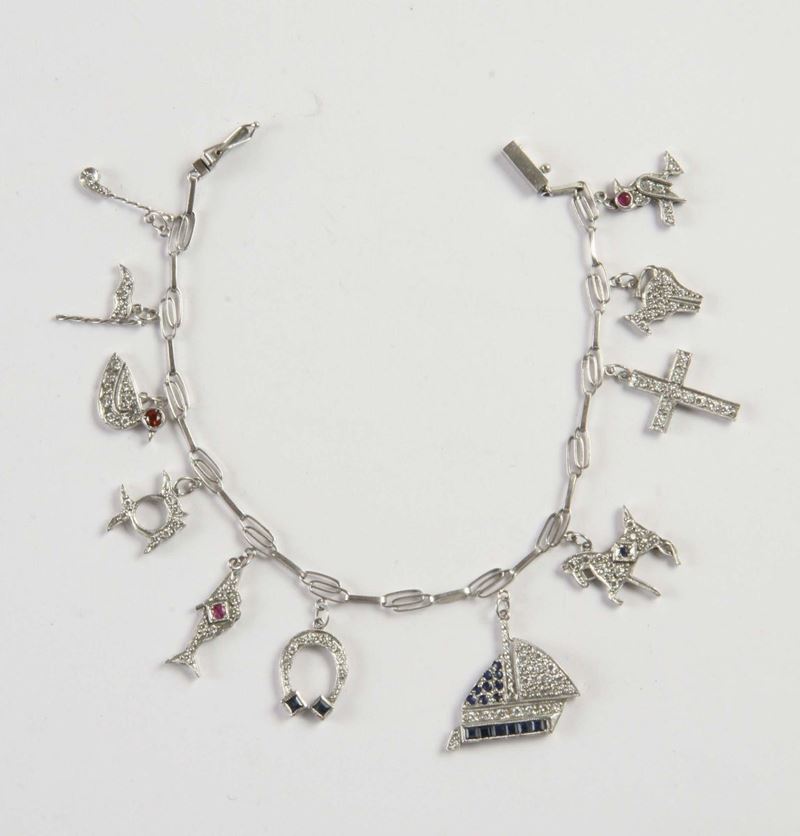 Bracciale con charms  - Auction Silver, Clocks and Jewels - Cambi Casa d'Aste