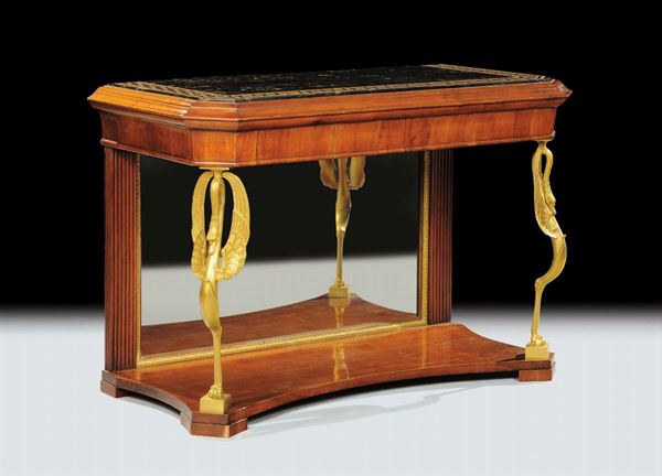 Console Impero in noce, XIX secolo