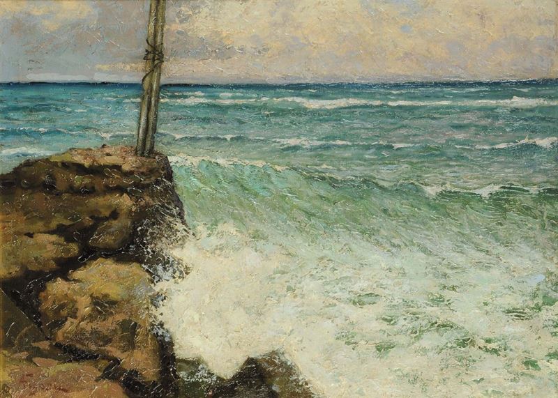 Andrea Figari (1858-1945) Mareggiata  - Asta Dipinti del XIX e XX secolo - II - Cambi Casa d'Aste