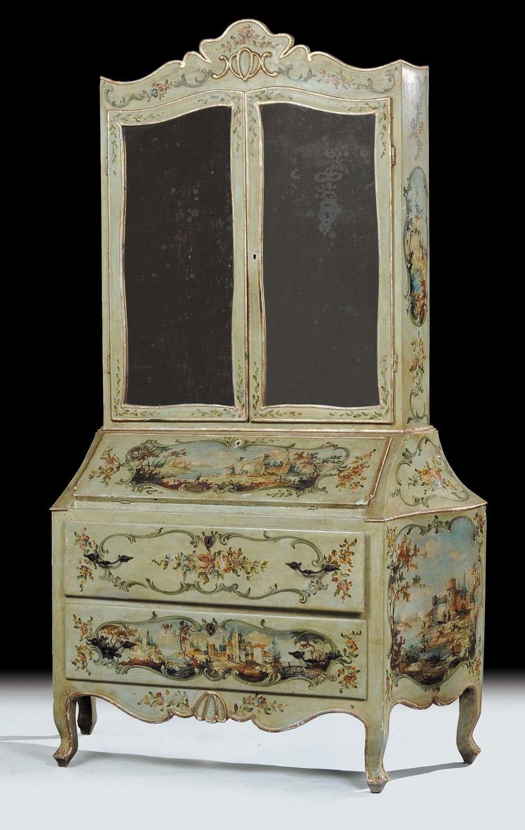 Trumeau laccato in policromia, XVIII-XIX secolo  - Asta Antiquariato e Dipinti Antichi - Cambi Casa d'Aste