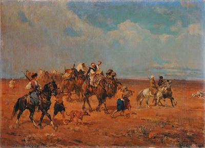 Alfredo Vaccari (1877-1933)paesaggo con Beduini, 1927
