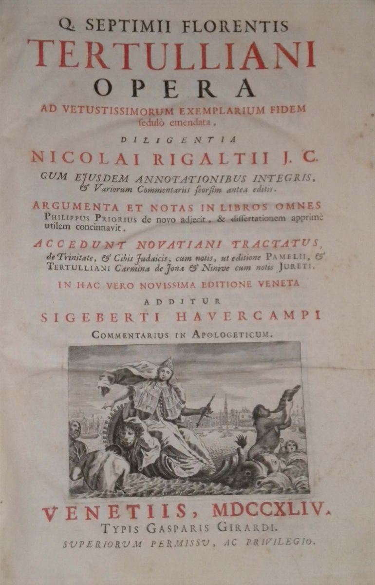 Tertulliano Q. Septimii florentis Tertulliani Opera..  - Asta Libri Antichi e Rari - Cambi Casa d'Aste