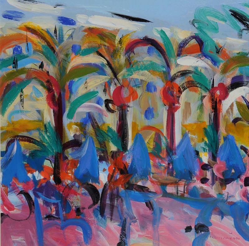 Irene Lesley Main (1959) Paesaggio in Costa Azzurra  - Asta Asta a Tempo 05-2014 - Cambi Casa d'Aste