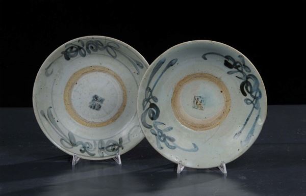 Due piattini in porcellana, Cina XVIII secolo
