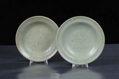 Due Piatti Celadon, Cina XVIII Secolo