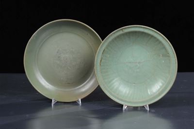 Due Piatti Celadon, Cina XVIII Secolo
