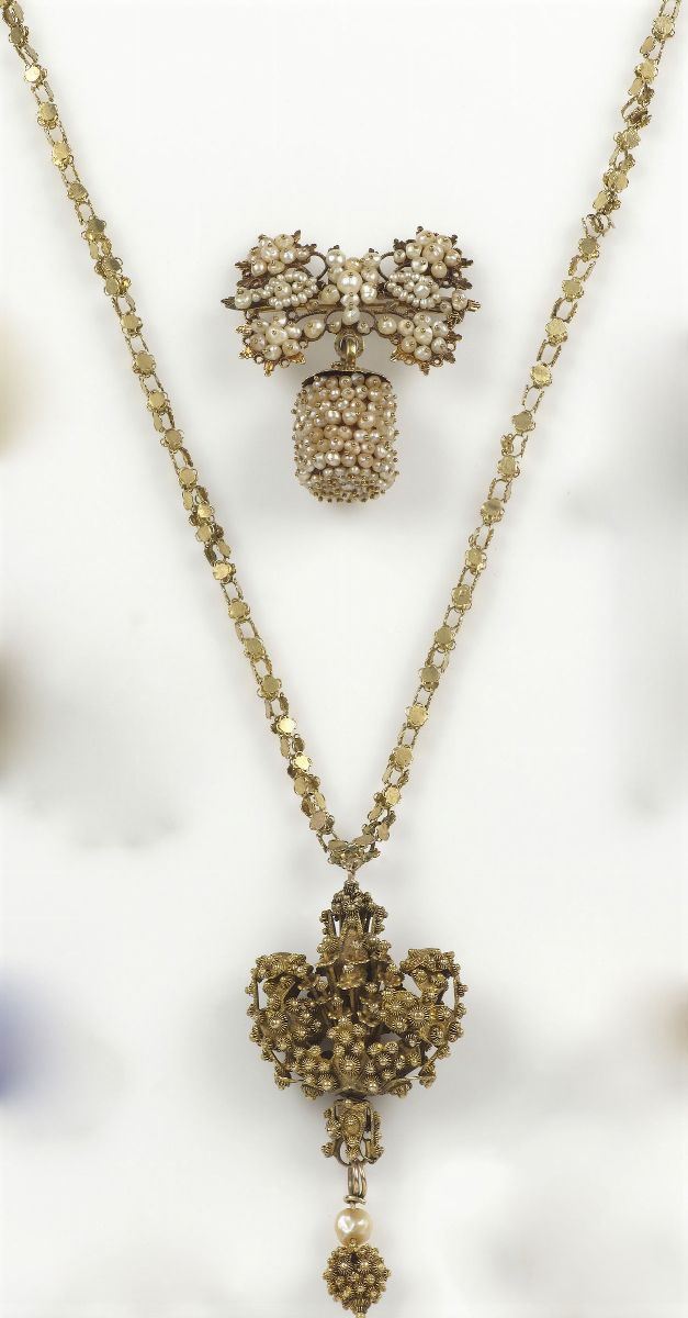 Parure sarda composta da pendente e spilla  - Auction Antique and Old Masters - I - Cambi Casa d'Aste