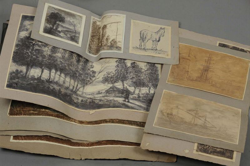 Lotto composto da acquarelli su carta e cartoncino raffiguranti paesaggi  - Asta Antiquariato e Dipinti Antichi - Cambi Casa d'Aste