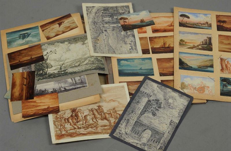 Lotto composto da acquarelli su carta e cartoncino raffiguranti paesaggi  - Asta Antiquariato e Dipinti Antichi - Cambi Casa d'Aste