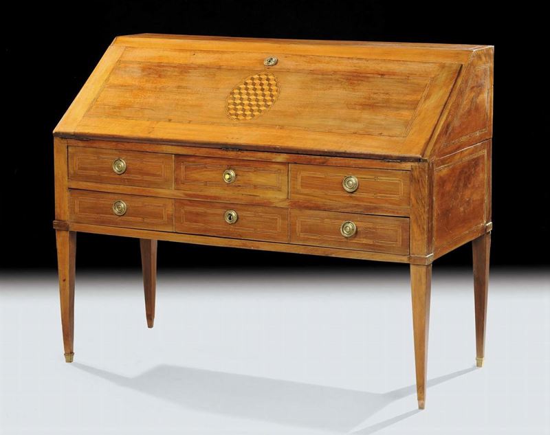 Ribalta Direttorio in noce filettata, XIX secolo  - Auction Old Paintings and Furnitures - Cambi Casa d'Aste