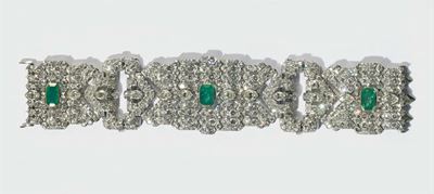 Importante Bracciale con Diamanti e Smeraldi
