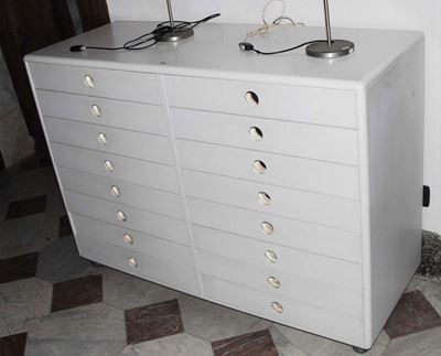 Tecno - Varedo Coppia di Piccole Cassettiere Bianche