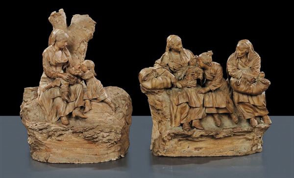 Due gruppi da presepe in terracotta, Sicilia XIX secolo