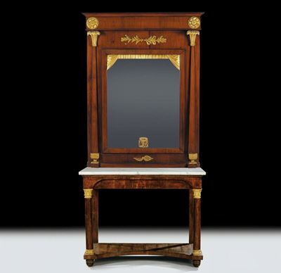 Console Impero con Specchiera, XIX Secolo