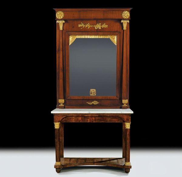 Console Impero con specchiera, XIX secolo