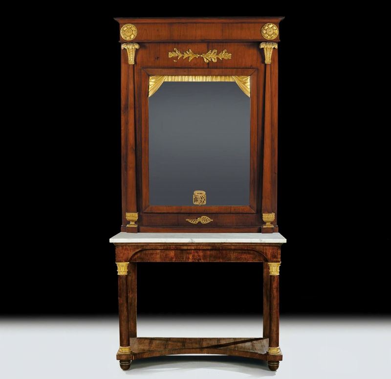 Console Impero con specchiera, XIX secolo  - Asta Antiquariato e Dipinti Antichi - Cambi Casa d'Aste