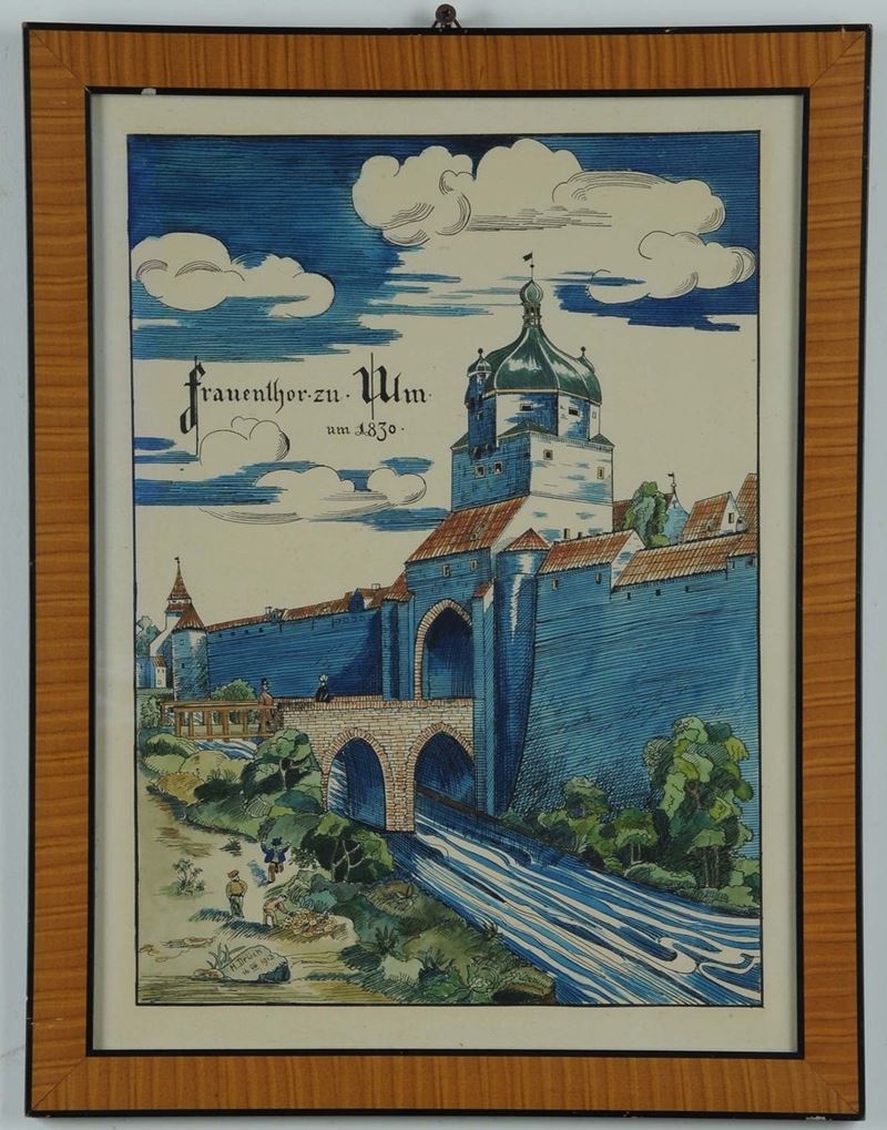 H. Druck Due vedute di cittˆ, 1913  - Auction Antiquariato, Argenti e Dipinti Antichi - Cambi Casa d'Aste