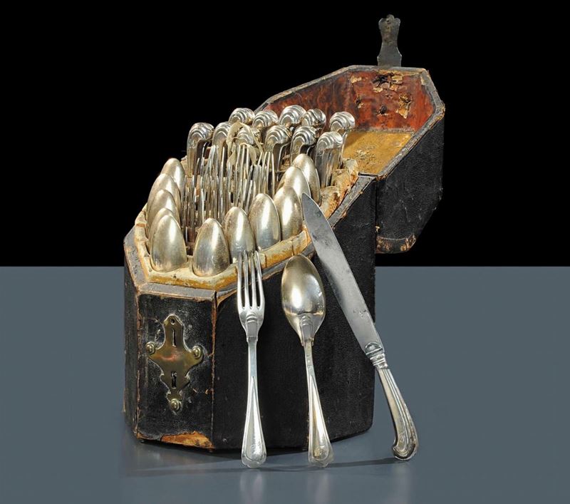 Servizio di posate in argento da dodici, XIX secolo  - Asta Gioielli, Argenti ed Orologi Antichi e Contemporanei - Cambi Casa d'Aste