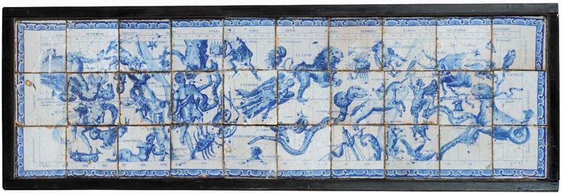 Pannello composto da trenta piastrelle in terracotta maiolicata, XVIII secolo  - Auction Old Paintings and Furnitures - Cambi Casa d'Aste
