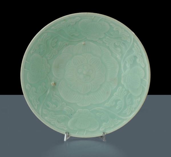 Piatto Celadon, Cina XVIII secolo