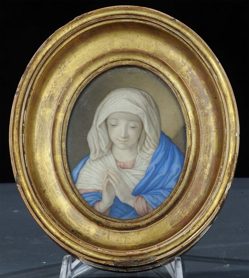 Miniatura raffigurante Madonna in preghiera, XVIII-XIX secolo  - Auction Old Paintings and Furnitures - Cambi Casa d'Aste