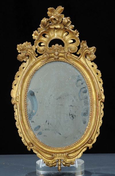 Specchierina in Legno Intagliato e Dorato, XIX Secolo