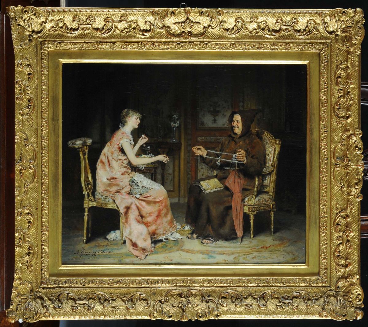 Antonio Salvador Casanova Y Estorach (1847-1896)fanciulla con Frate, 1881