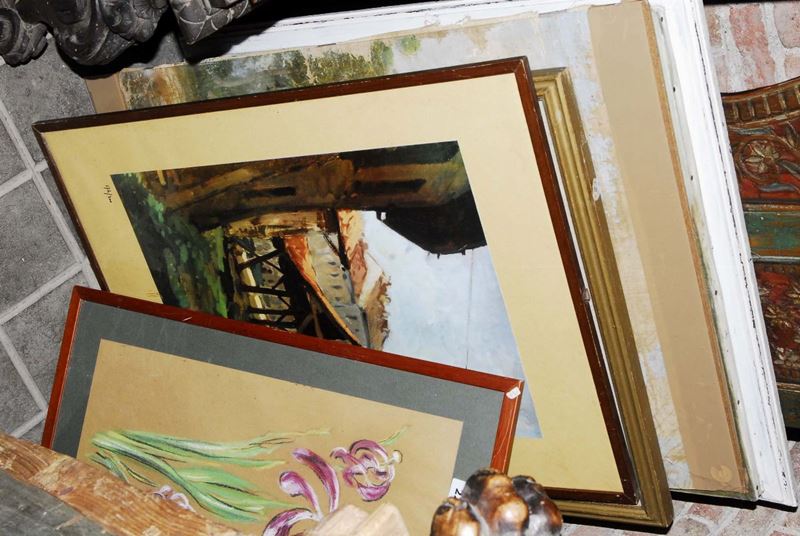 Lotto composto da sei quadri di autori e tecniche differenti  - Auction Old Paintings and Furnitures - Cambi Casa d'Aste