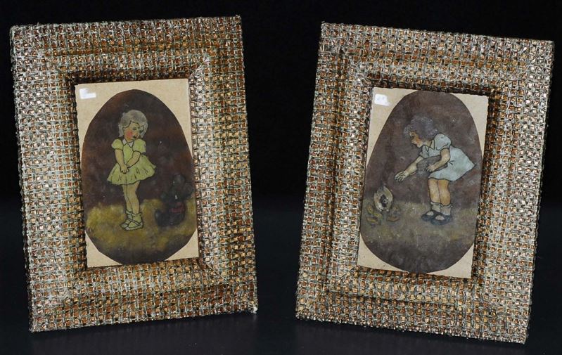 Due quadretti raffiguranti bambine  - Asta Antiquariato, Argenti e Dipinti Antichi - Cambi Casa d'Aste