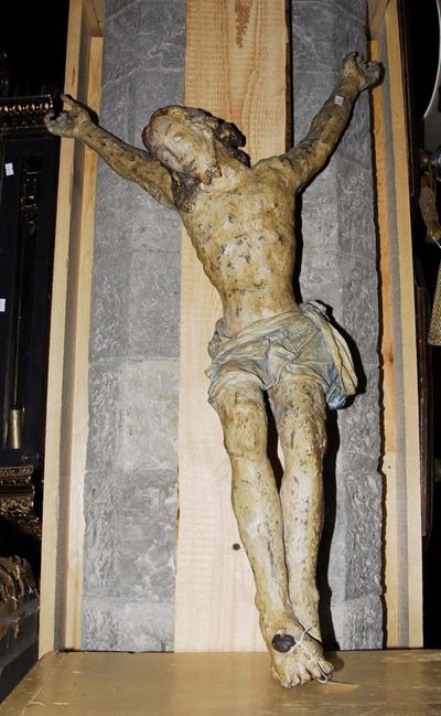 Cristo in Papier-mache Dipinto in Policromia, XVIII Secolo